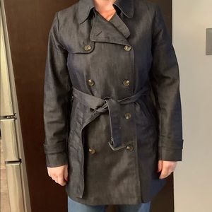 GAP Dark Navy Denim Trench Coat, size M.